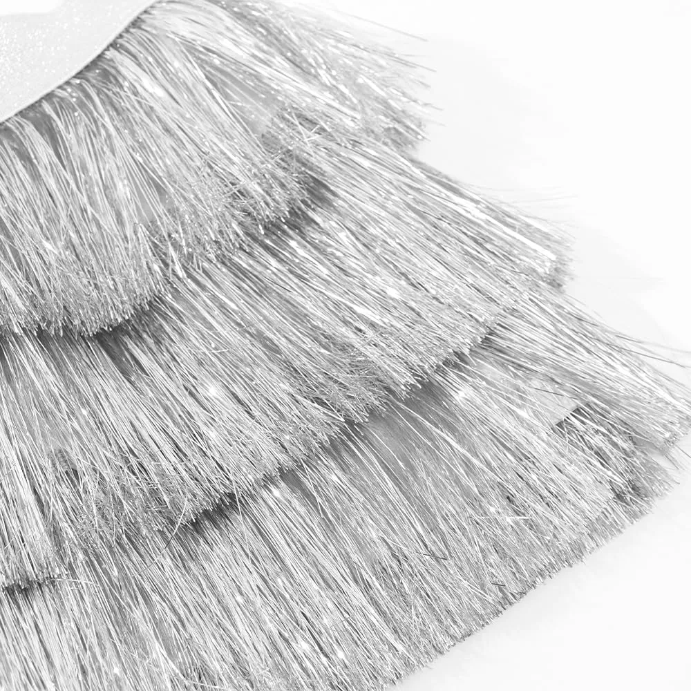 Noomelfish Girls Tinsel Fringe Skirt Sparkly Tassel Metallic Party Skirt(5-12 Years)