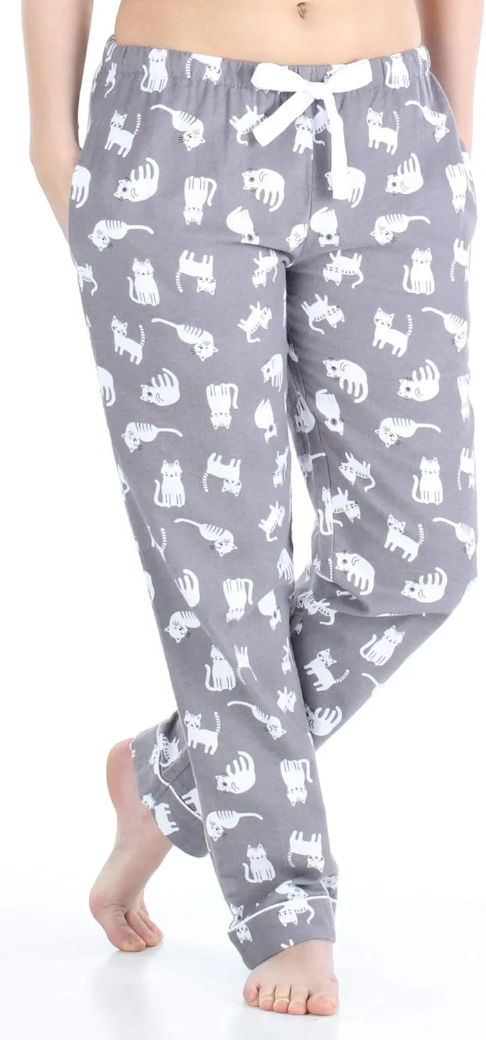 PajamaMania Women's Cotton Flannel Pajama PJ Pants with Pockets