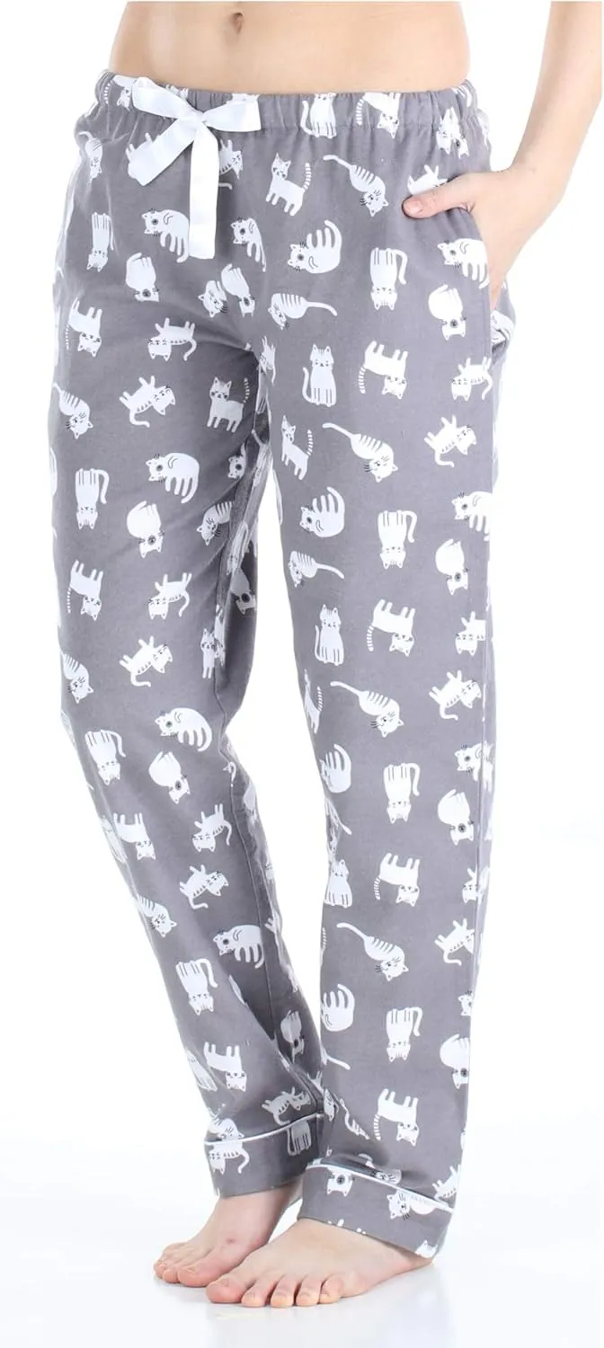 PajamaMania Women's Cotton Flannel Pajama PJ Pants with Pockets