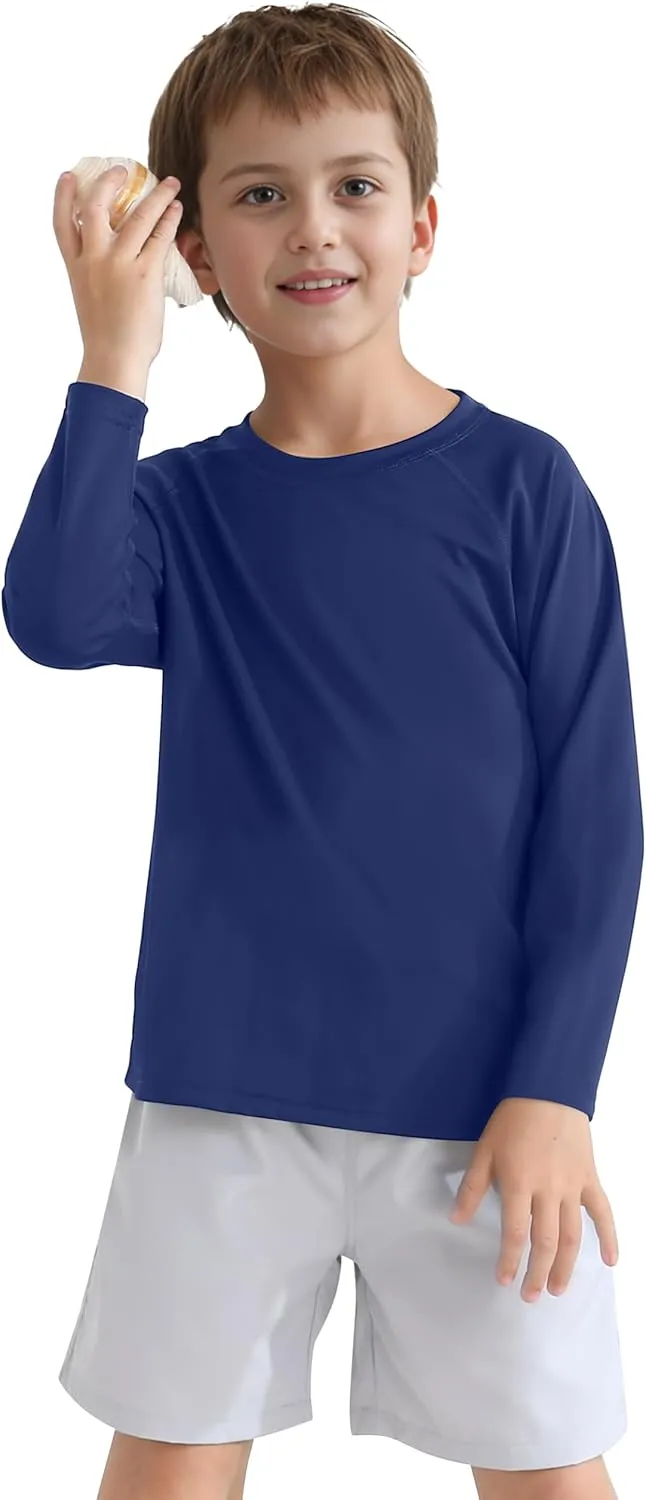 Poroka 2 Pack Baby and Toddler Boys' UPF 50  Long-Sleeve Rashguards Baby Boy Quick Dry Swim Shirt Toddler Swimwear Surf Tops