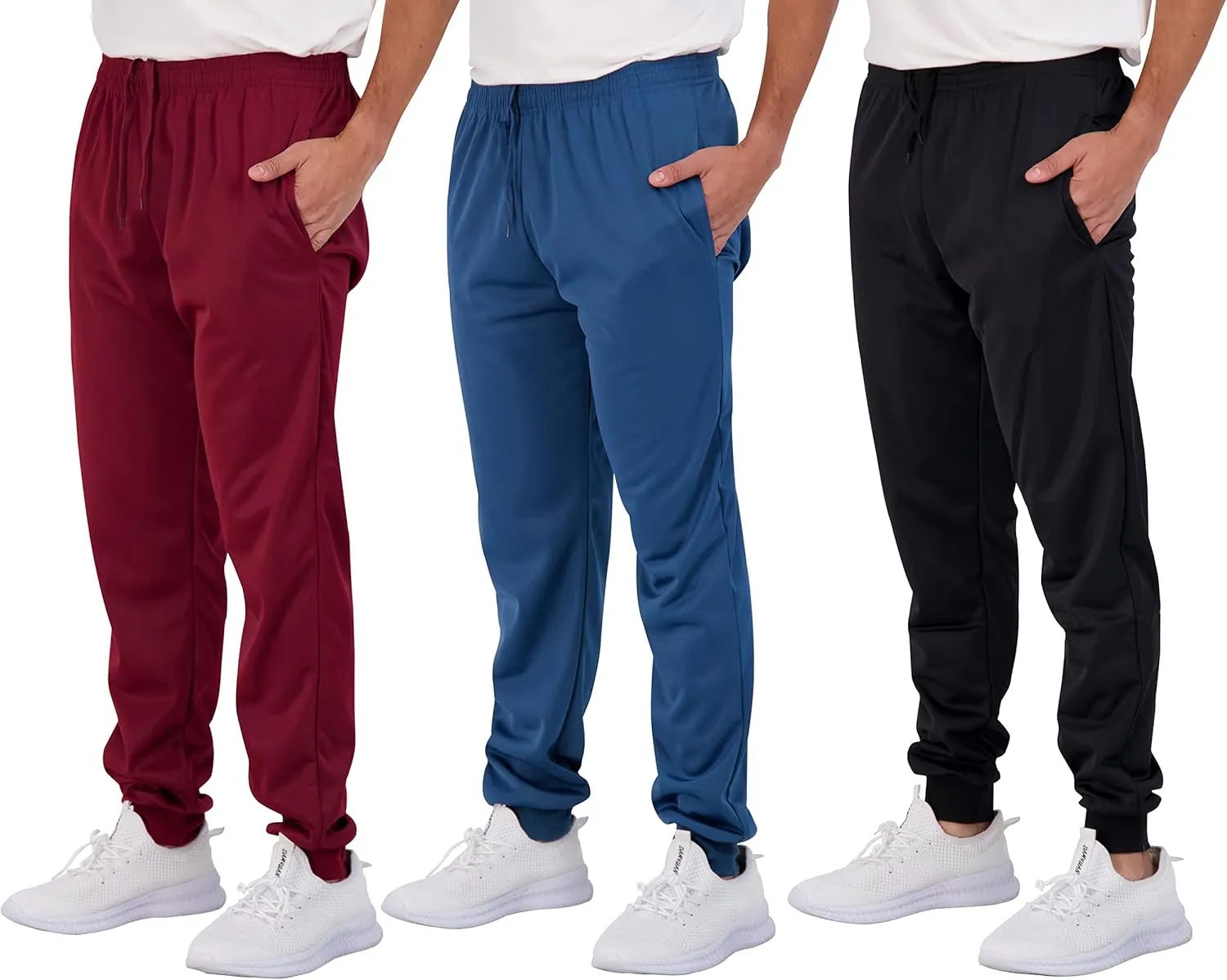 Real Essentials 3 Pack: Boy's Active Athletic Casual Jogger Sweatpants with Pockets