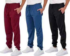 Real Essentials 3 Pack: Boy's Active Athletic Casual Jogger Sweatpants with Pockets