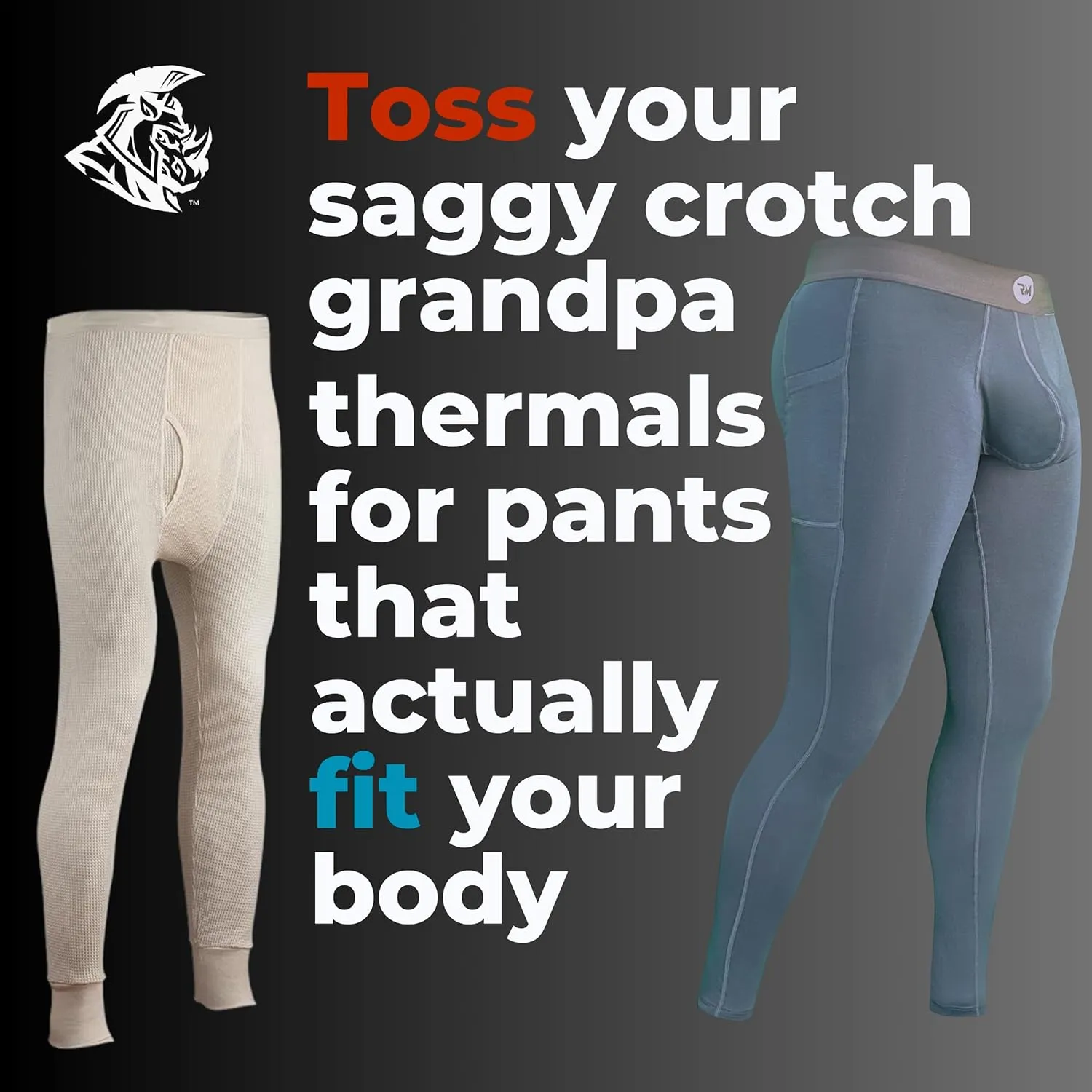 Real Men ABCD Pouch Compression Pants - 1, 2 & 3 Pack, Mens Leggings, Yoga Pants, Tights, Base Layer Men Cold Weather