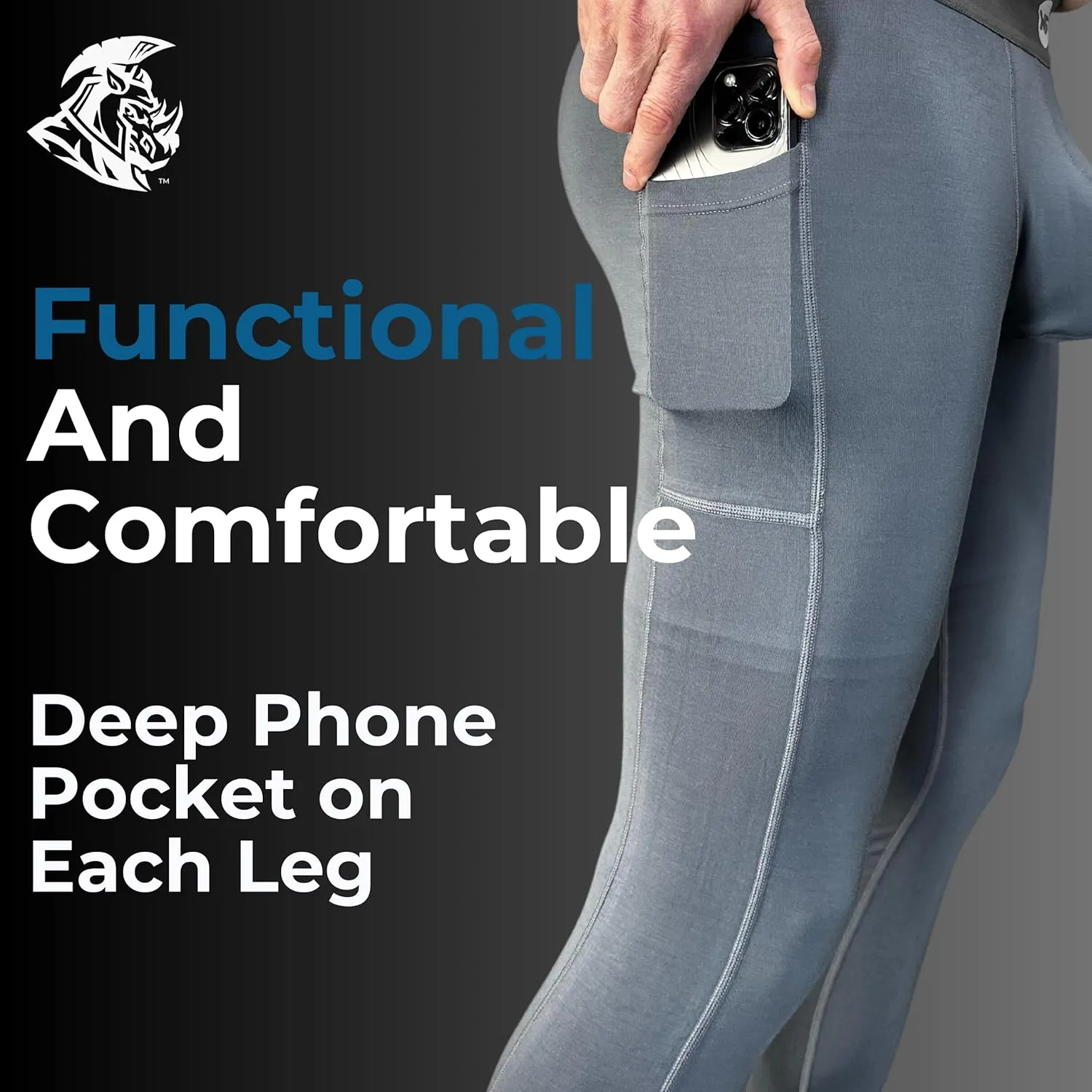 Real Men ABCD Pouch Compression Pants - 1, 2 & 3 Pack, Mens Leggings, Yoga Pants, Tights, Base Layer Men Cold Weather