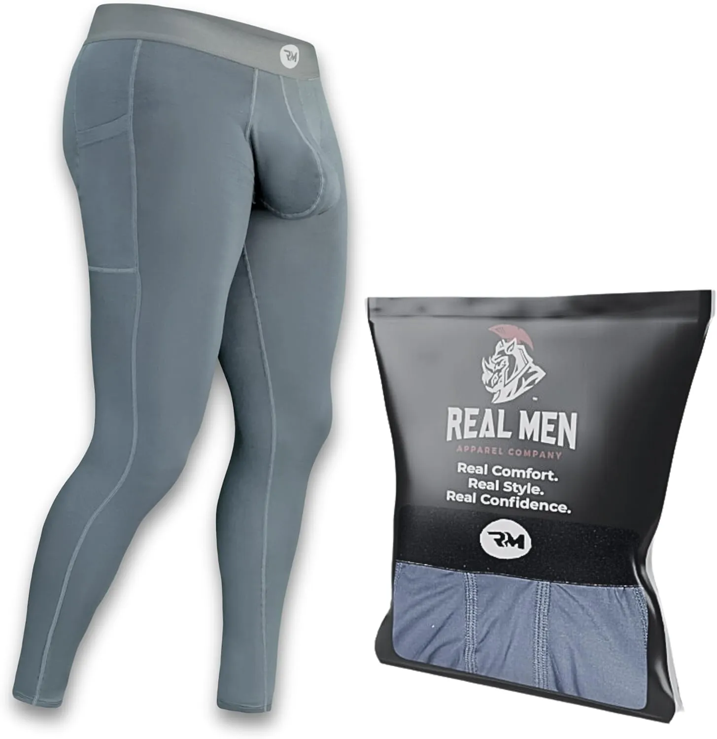 Real Men ABCD Pouch Compression Pants - 1, 2 & 3 Pack, Mens Leggings, Yoga Pants, Tights, Base Layer Men Cold Weather