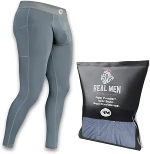 Real Men ABCD Pouch Compression Pants - 1, 2 & 3 Pack, Mens Leggings, Yoga Pants, Tights, Base Layer Men Cold Weather