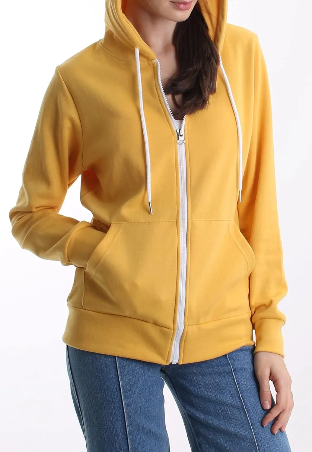 Regular Fit Women's Casual Full-Zip Hoodie Lightweight Long Sleeve Sweatshirt Casual Jacket with Pocket