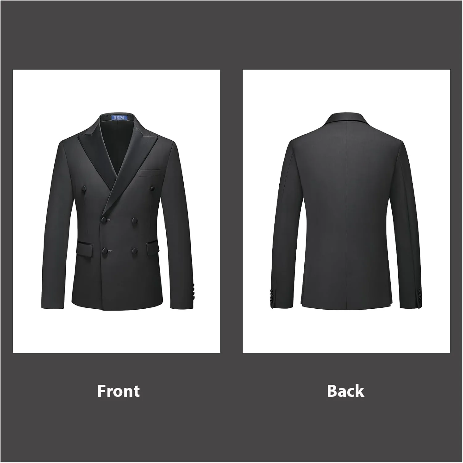 Rogers & Morris Tuxedo Suits for Men Solid 2 Piece Regular Fit Formal Set Peak Lapels Double Breasted Jacket and Pants