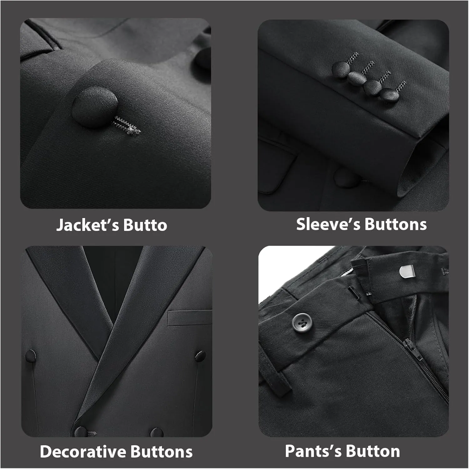 Rogers & Morris Tuxedo Suits for Men Solid 2 Piece Regular Fit Formal Set Peak Lapels Double Breasted Jacket and Pants