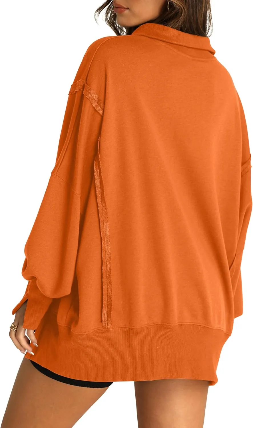 RUBZOOF Oversized Sweatshirt for Women Trendy Button Henley Neck Pullover Long Sleeve Tops Casual Fall Clothes XS-XL