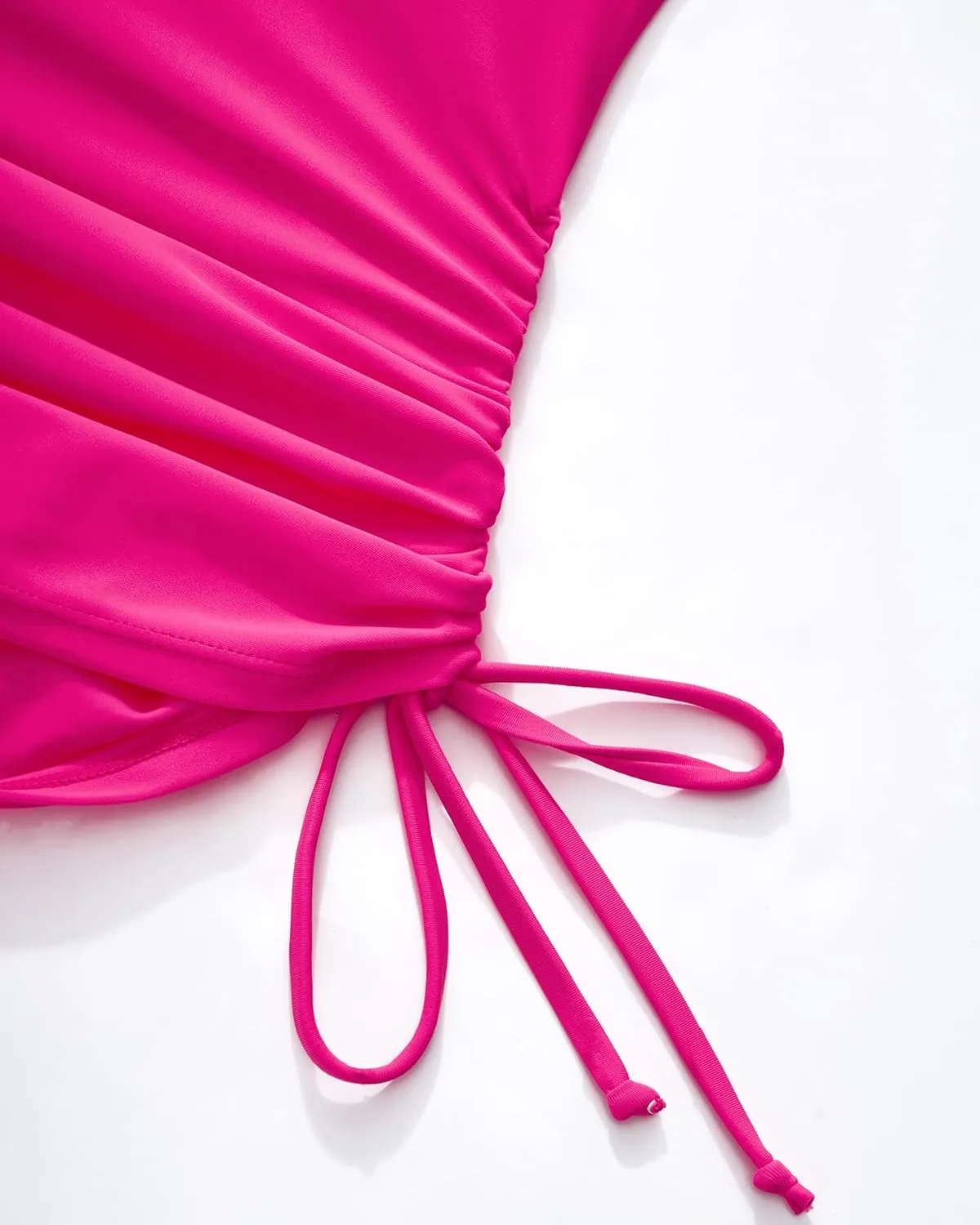 RXRXCOCO Women Tankini Bathing Suits Tummy Control Ruched Swimsuits Colorblock Drawstring Swimwear