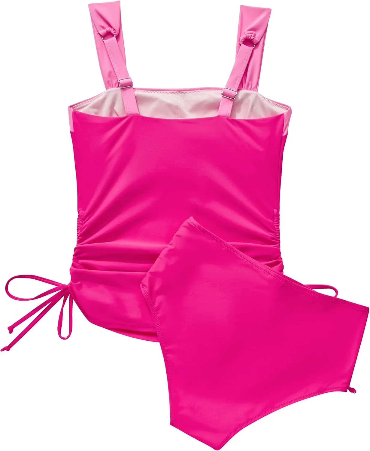 RXRXCOCO Women Tankini Bathing Suits Tummy Control Ruched Swimsuits Colorblock Drawstring Swimwear