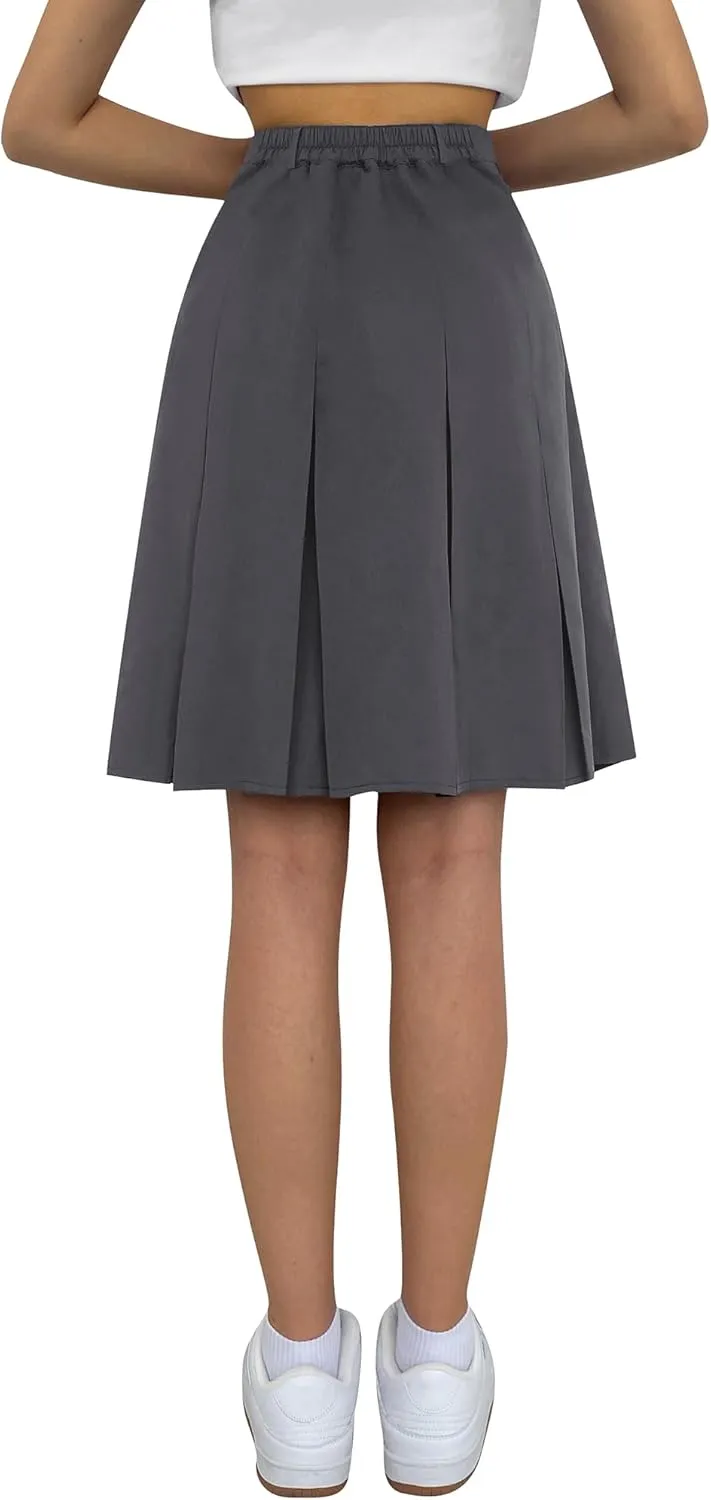 SANGTREE Women Knee Length Pleated Skirts, Girl Midi Long High Waisted Skirt, 6 Years - US 4XL