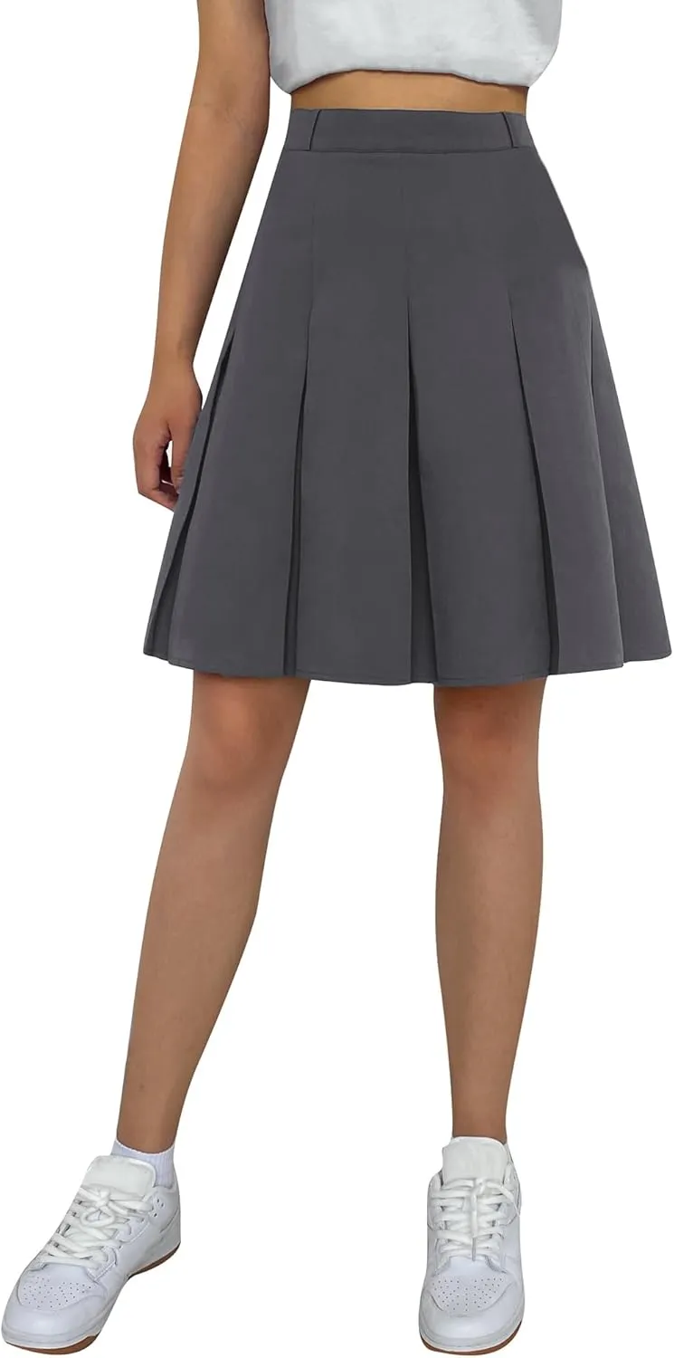 SANGTREE Women Knee Length Pleated Skirts, Girl Midi Long High Waisted Skirt, 6 Years - US 4XL