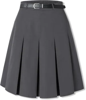 SANGTREE Women Knee Length Pleated Skirts, Girl Midi Long High Waisted Skirt, 6 Years - US 4XL