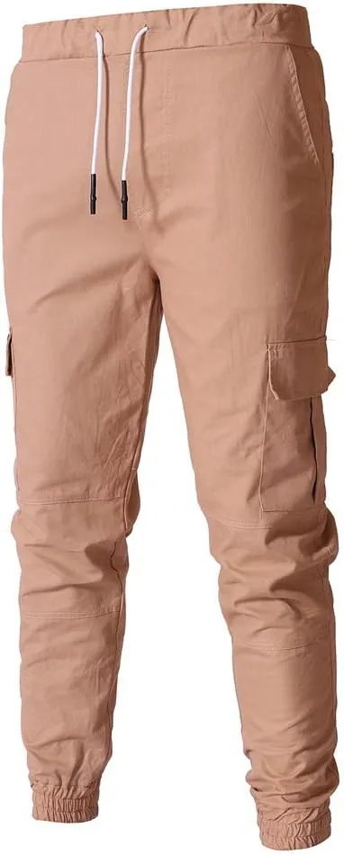 sdbrld Cargo Pants For Men Men's Outdoor Hiking Joggers Fashion Solid Drawstring Recreation Fitness Cargo Pants with Pocket