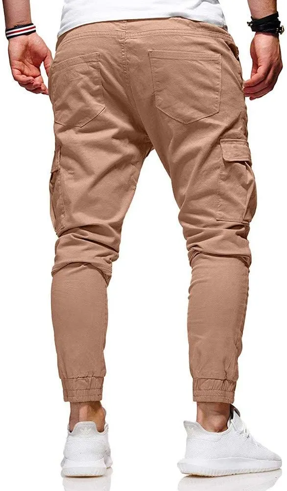 sdbrld Cargo Pants For Men Men's Outdoor Hiking Joggers Fashion Solid Drawstring Recreation Fitness Cargo Pants with Pocket