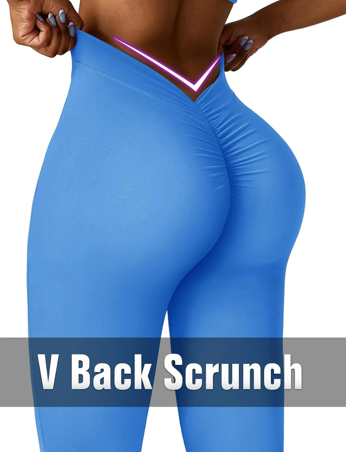 SEASUM V Back Scrunch Butt Flare Leggings for Women Waist Cut Shaped Ruched Bell Bottom Wide Leg Bootcut Yoga Pants