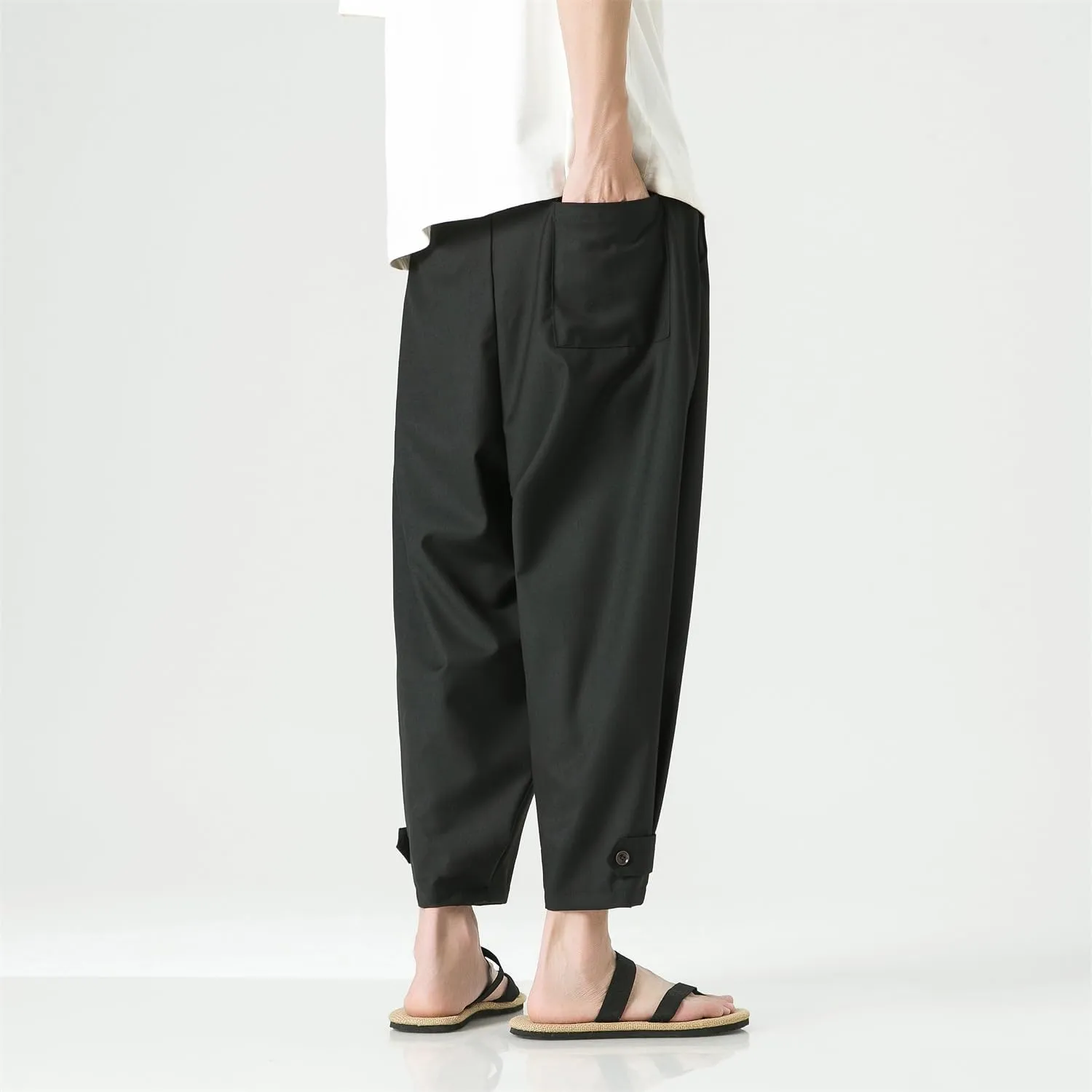 Seidarise Men's Cotton Linen Harem Pants Casual Loose Hippie Yoga Beach Pants