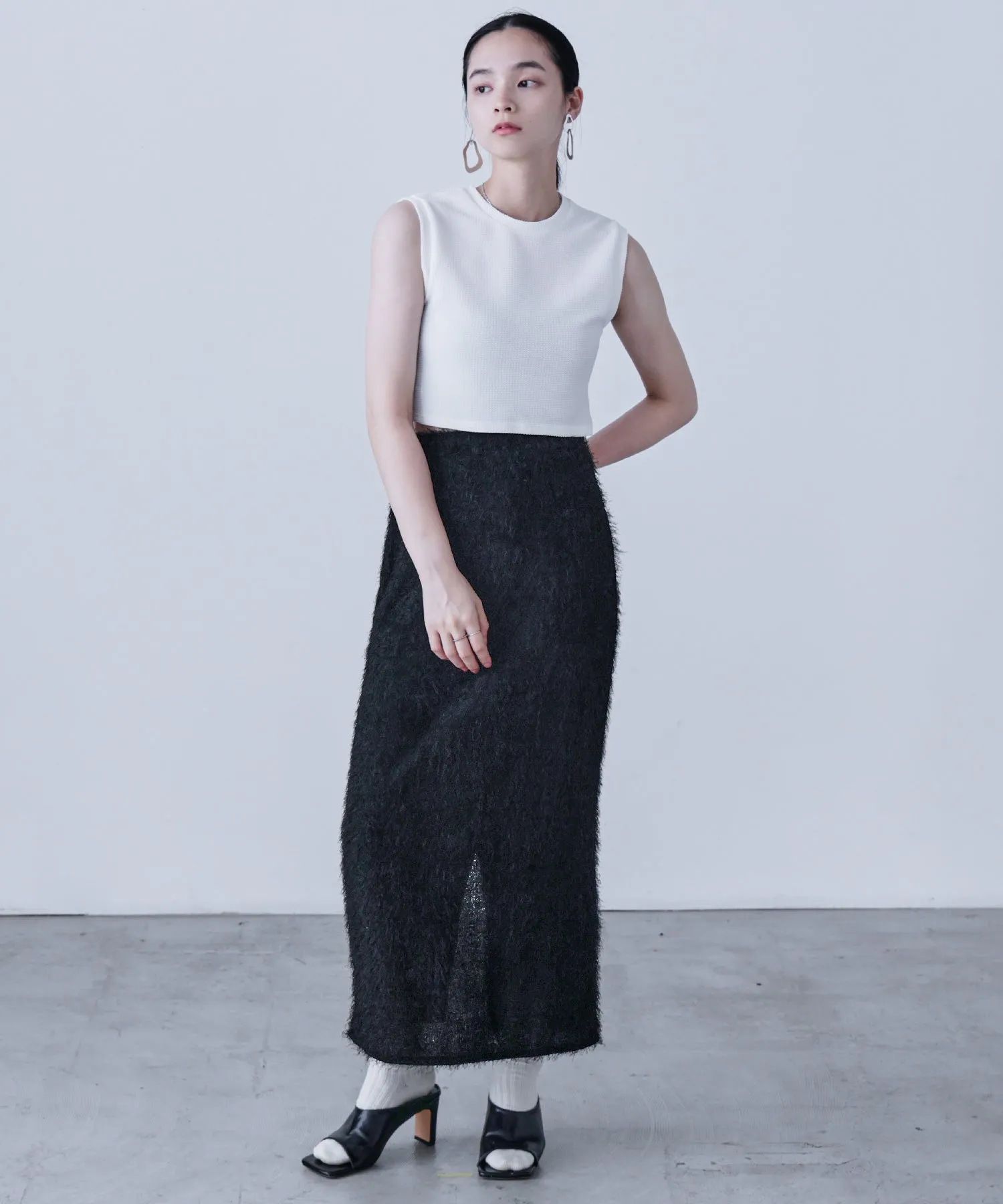 Shaggy Knit Tight Long Skirt