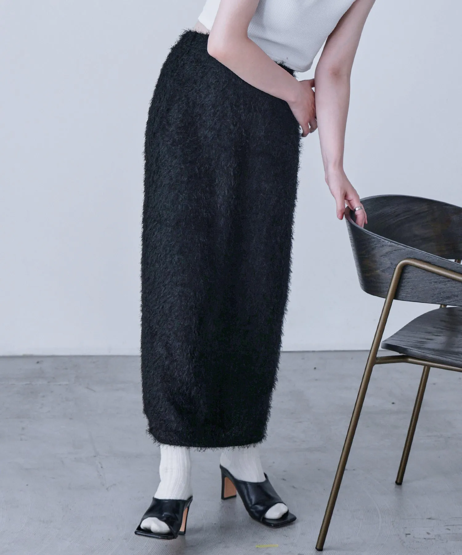 Shaggy Knit Tight Long Skirt