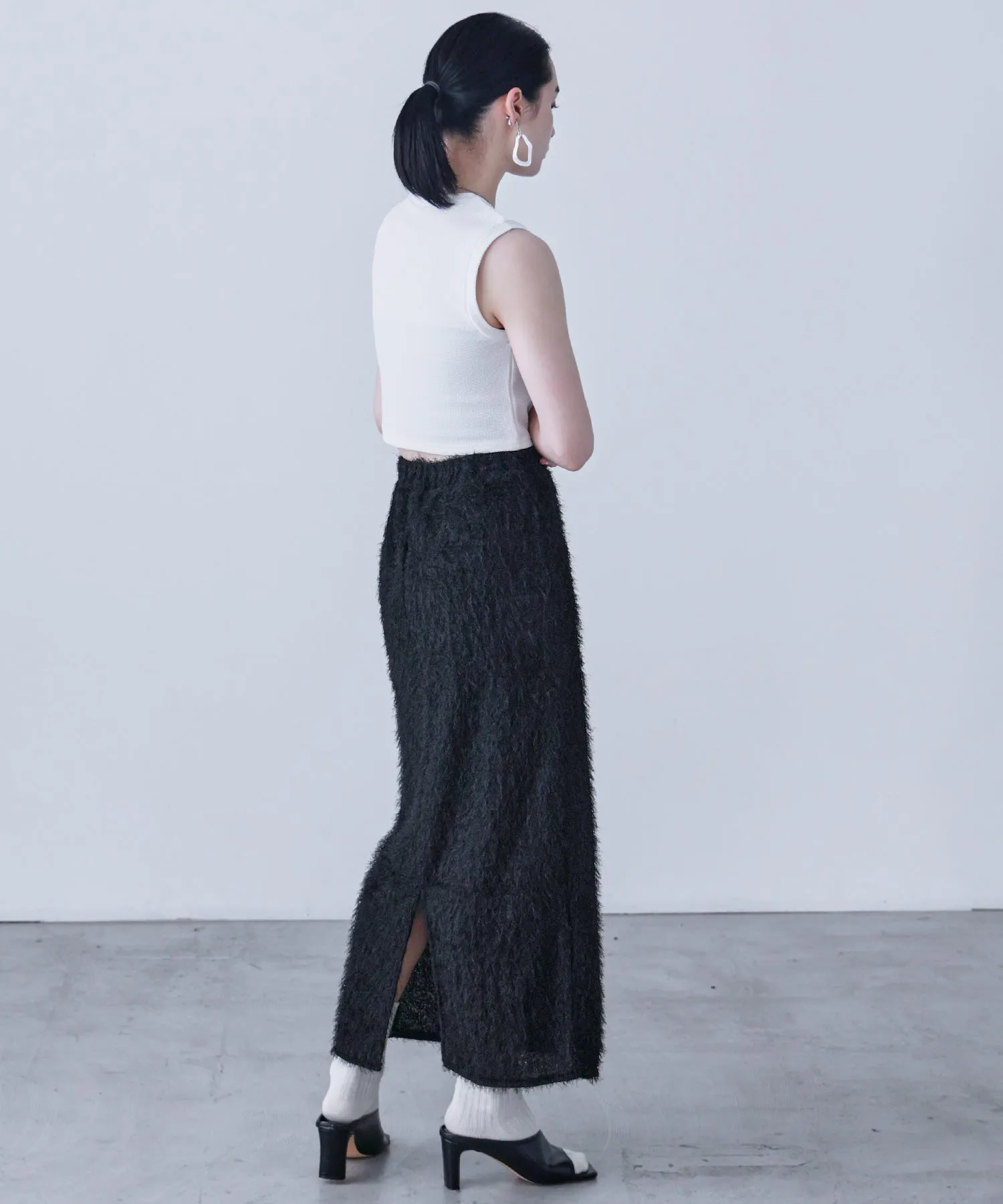 Shaggy Knit Tight Long Skirt