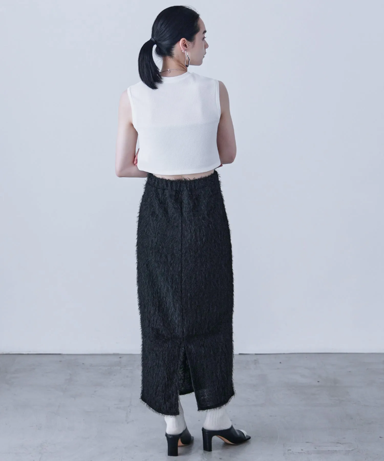 Shaggy Knit Tight Long Skirt