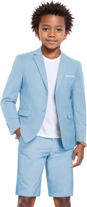 Shorts Suit for Boys 2 Piece Slim Fit Summer Suit Kids Tuxedos Toddler Dress Clothes Blazer and Shorts Set for Beach Wedding
