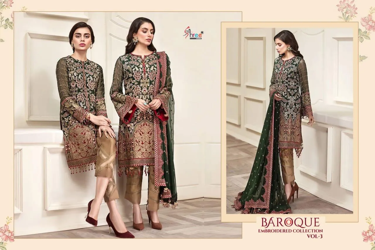 SHREE FABS BAROQUE VOL 3 EMBROIDERED DESIGNER SUIT COLLECTION