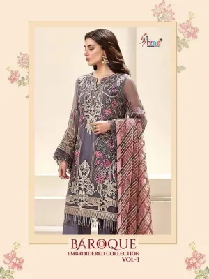 SHREE FABS BAROQUE VOL 3 EMBROIDERED DESIGNER SUIT COLLECTION