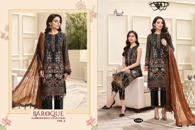 SHREE FABS BAROQUE VOL 3 EMBROIDERED DESIGNER SUIT COLLECTION