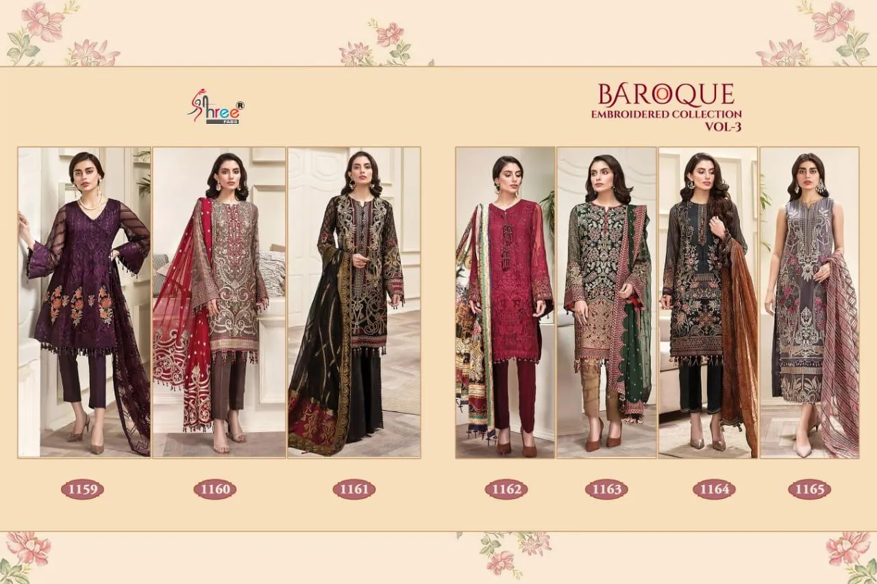 SHREE FABS BAROQUE VOL 3 EMBROIDERED DESIGNER SUIT COLLECTION
