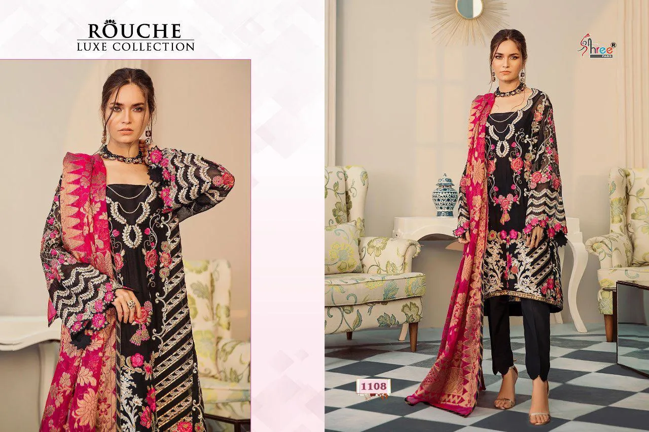 Shree Fabs Brings Rouche Wedding Wear Pakistani Dress Material