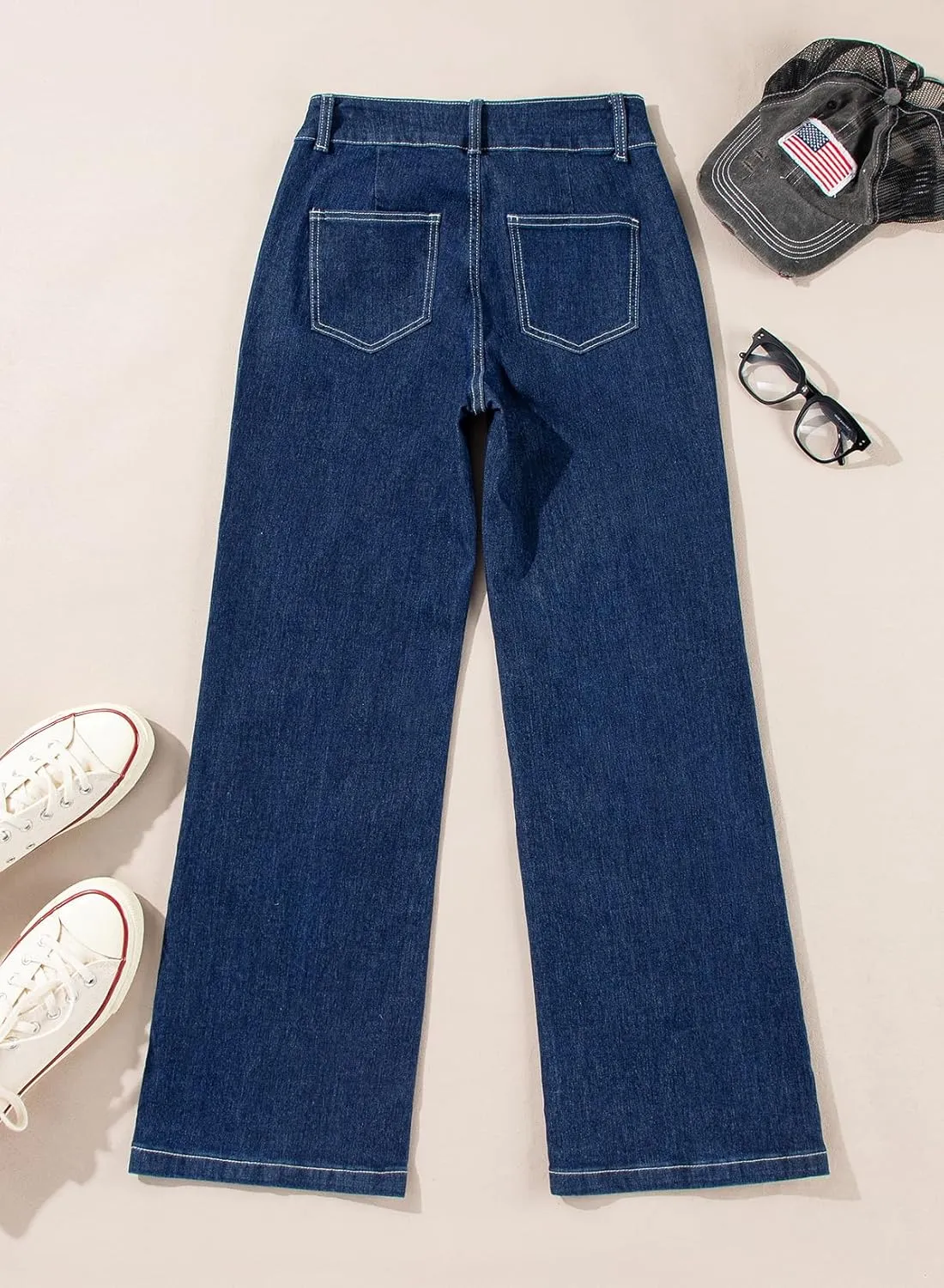 Sidefeel Womens Wide Leg Jeans Casual Baggy High Waisted Stretch Denim Pants