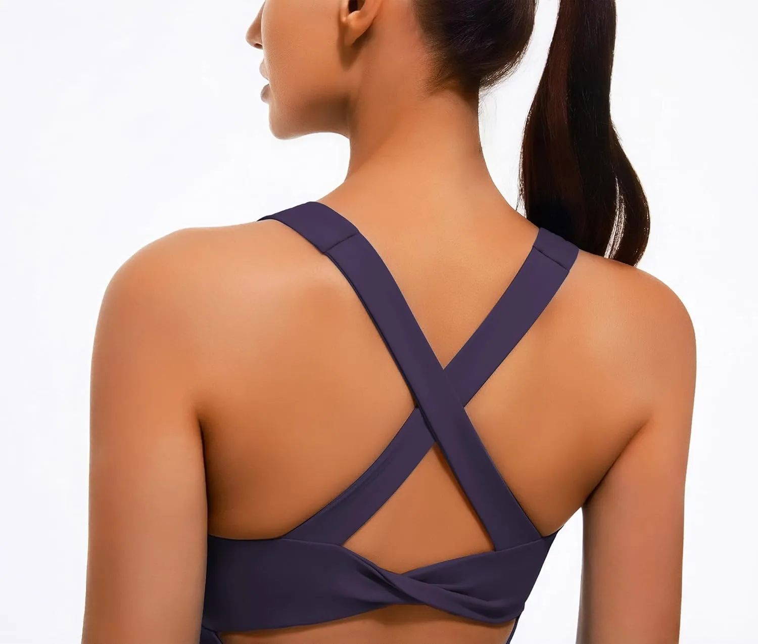 Smooth Workout Tank Top with Built-in Bra for Women Cross Back Athletic Yoga Tops Stretchy Sports Camisole for Gym Pilates