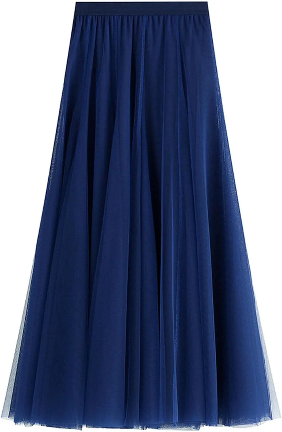SOMTHRON Women's Tutu Tulle Skirt Elastic High Waist Layered Skirt Plain Mesh A-Line Midi Pleated Skirt