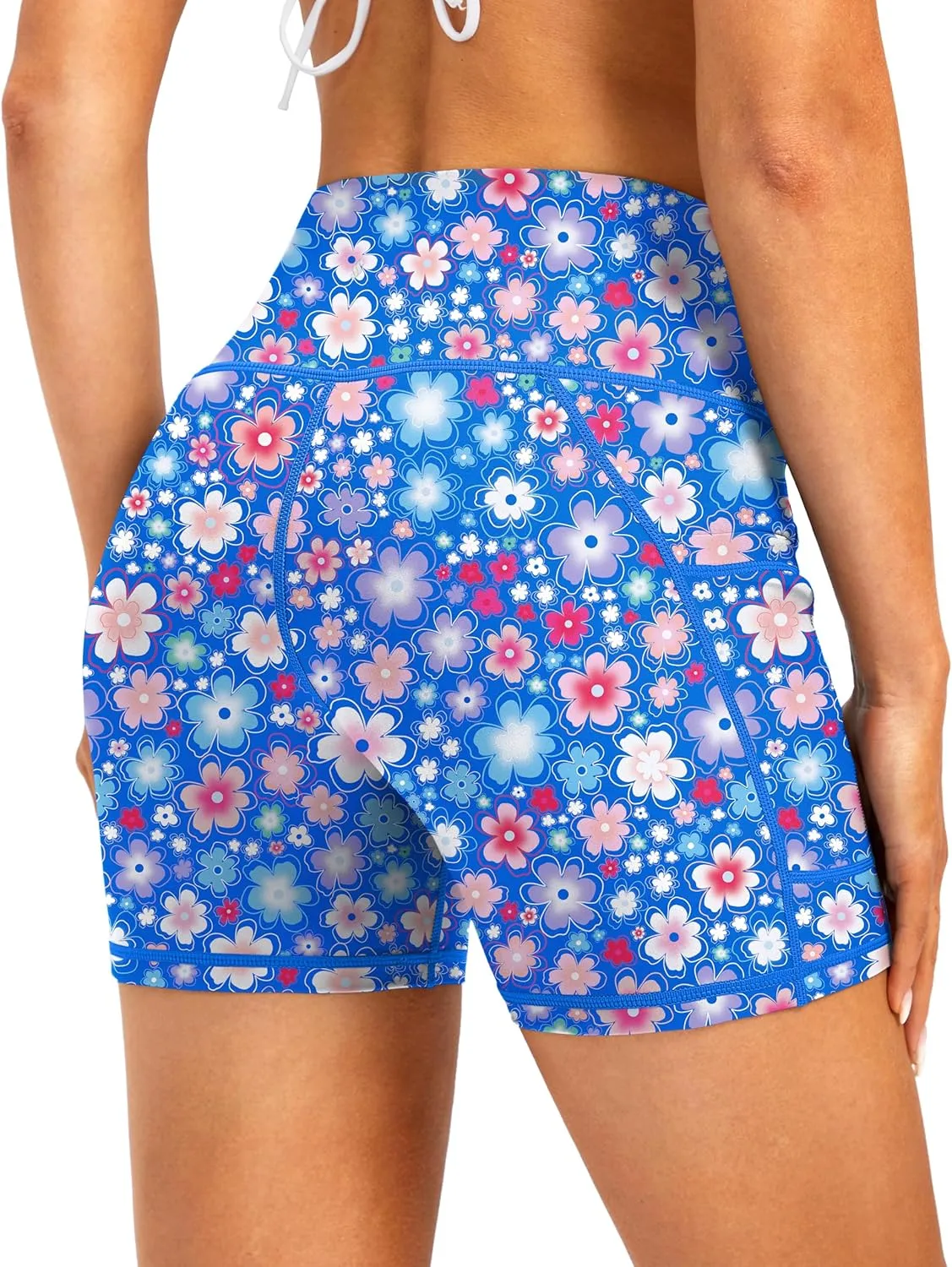 Soothfeel Women's High Waisted Swim Board Shorts 5 Inch UPF 50  Tummy Control Bathing Suit Bottoms for Women with Pockets