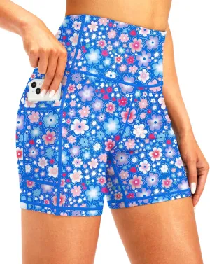 Soothfeel Women's High Waisted Swim Board Shorts 5 Inch UPF 50  Tummy Control Bathing Suit Bottoms for Women with Pockets