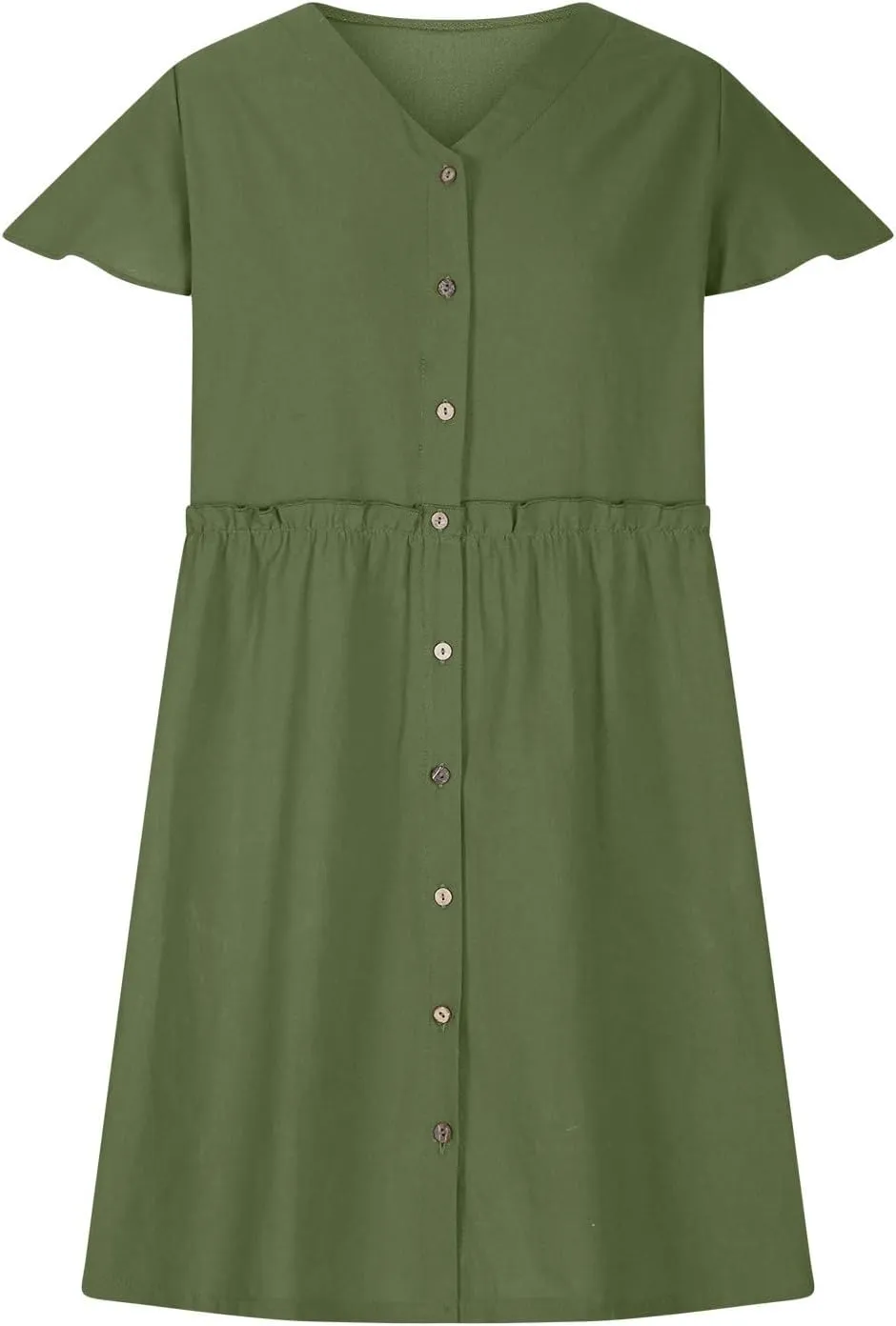 Summer Dresses for Women 2025 Casual Short Sleeve Beach Dress Fashion Loose Fit Crew Neck Solid Color Sundress