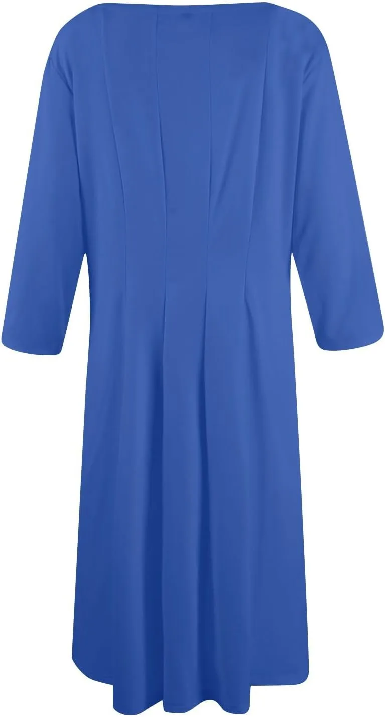 Summer Dresses for Women Crewneck 3/4 Sleeve Dress A Line Dress Spring Midi Casual Flowy with Pocket