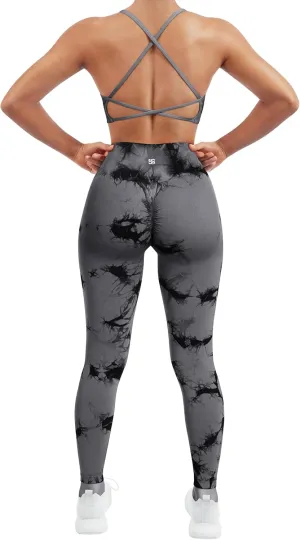 SUUKSESS Women Seamless Workout Sets Strappy Sports Bra High Waist Booty Leggings Outfits