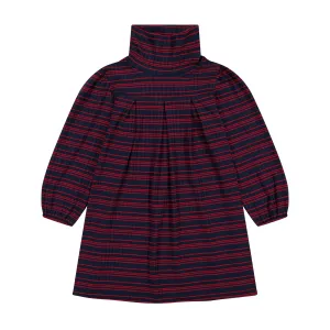 Suzy Girls Turtleneck Dress Navy Red Stripe