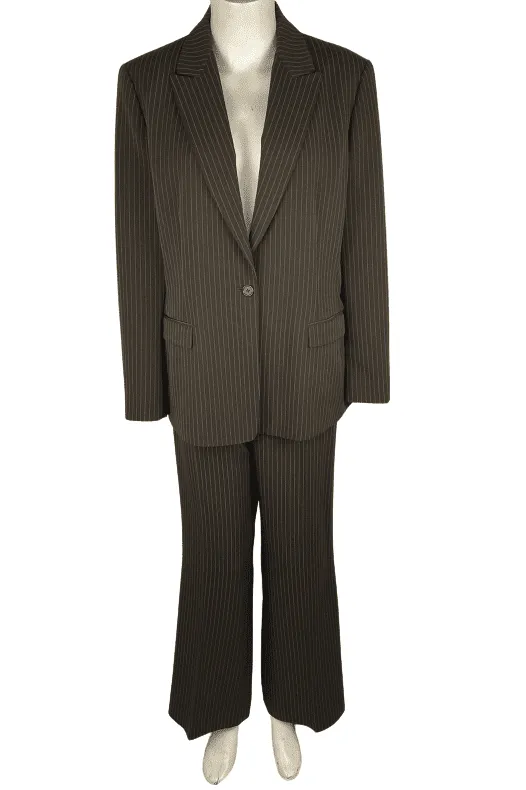 Tahari women's brown pinstripe pantsuit