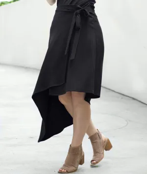 TAMARA rib knit wrap skirt in Black