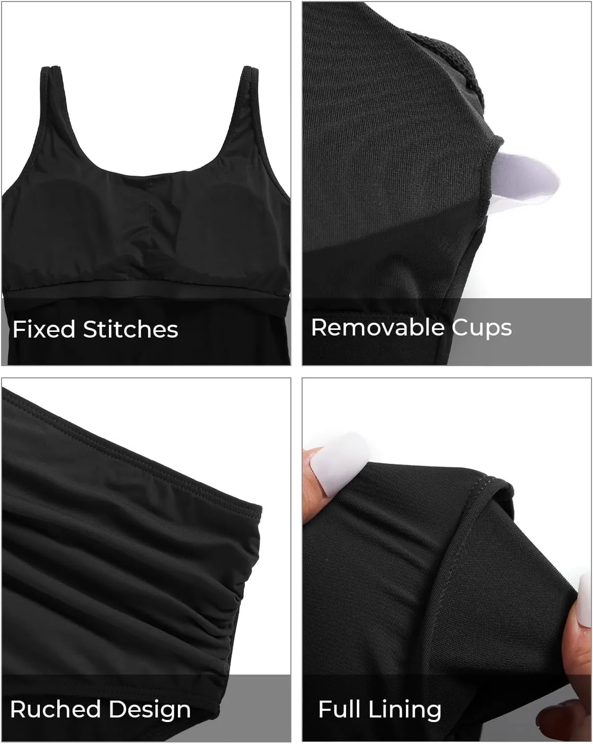 Tempt Me Women Two Piece Tankini Swimsuits - Crop Swim Top with High Waisted Bottom Tummy Control Bathing Suits Swimwear