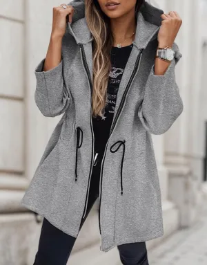 TIAFORD Women Zip Up Hoodie Jacket Casual Long Sleeve Drawstring Hooded Sweatshirt Oversized Loose Jacket Coat with Pocket