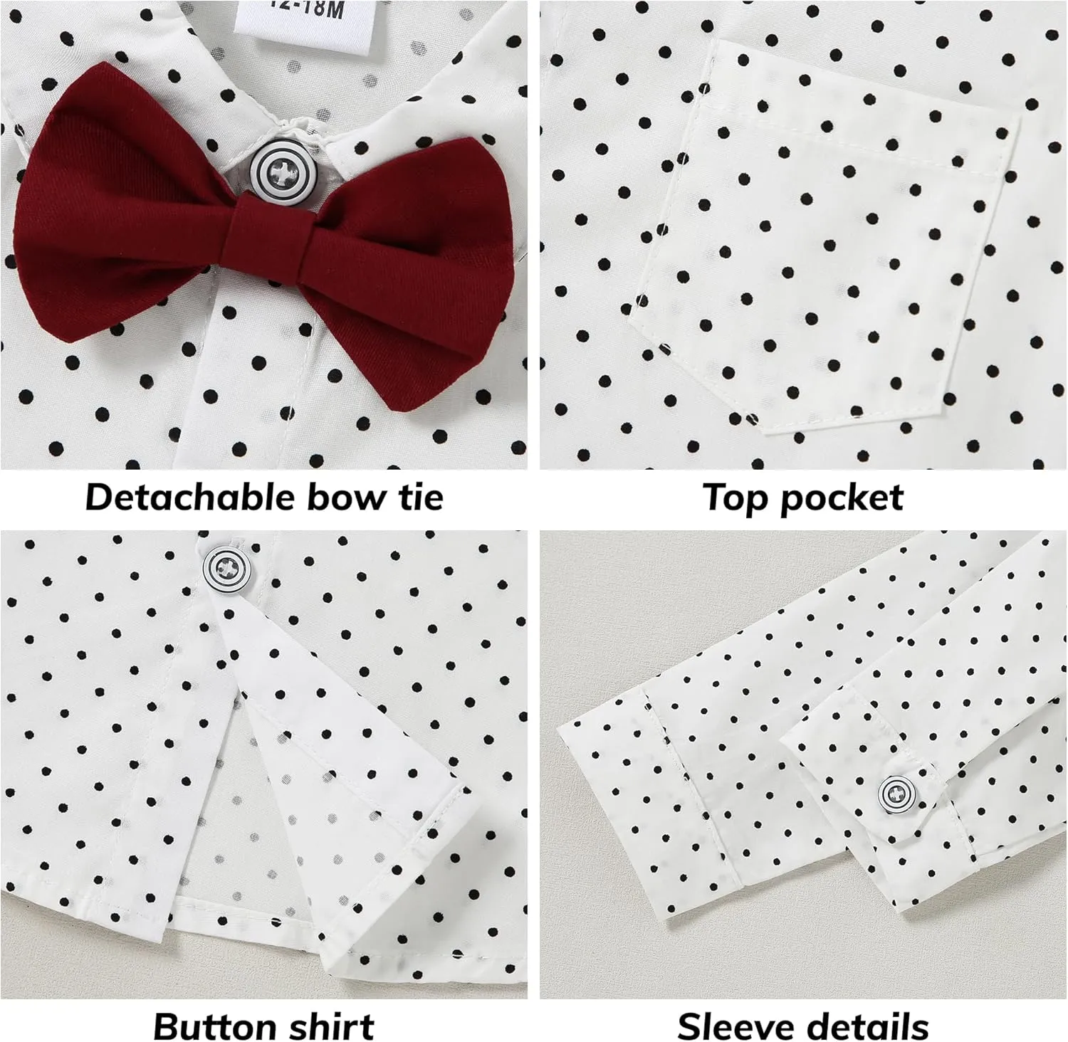 Toddler Baby Boy Clothes Suit 12M-5T Boys Formal Dress Shirt Bowtie Suspender Pants Gentleman Wedding Outfits