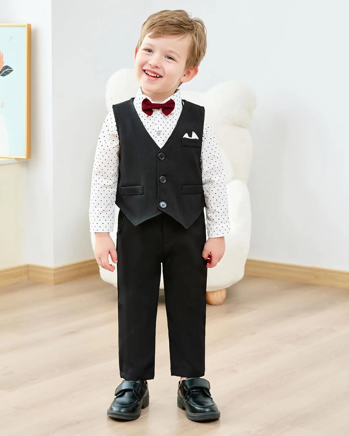 Toddler Baby Boy Clothes Suit 12M-5T Boys Formal Dress Shirt Bowtie Suspender Pants Gentleman Wedding Outfits