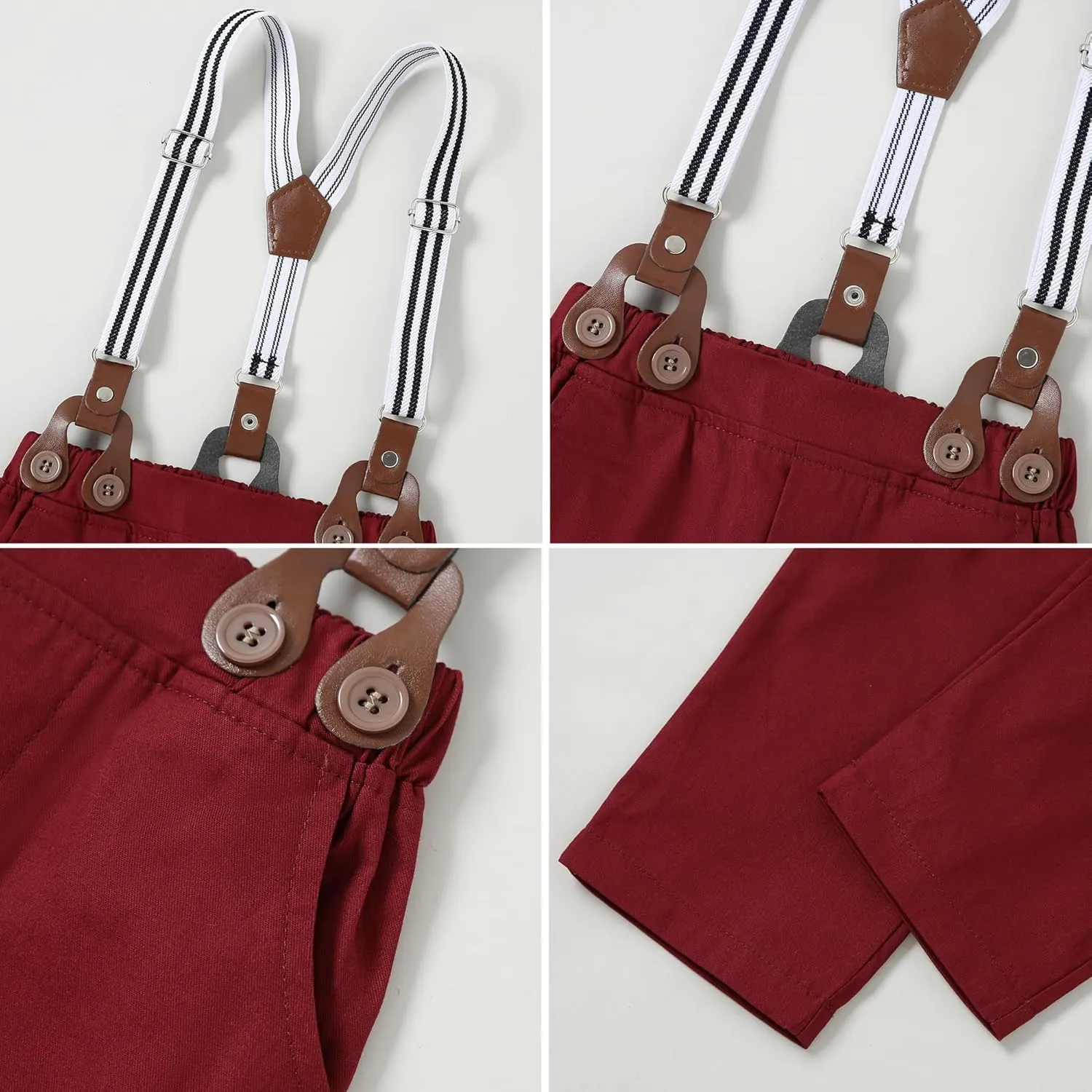 Toddler Baby Boy Clothes Suit 12M-5T Boys Formal Dress Shirt Bowtie Suspender Pants Gentleman Wedding Outfits