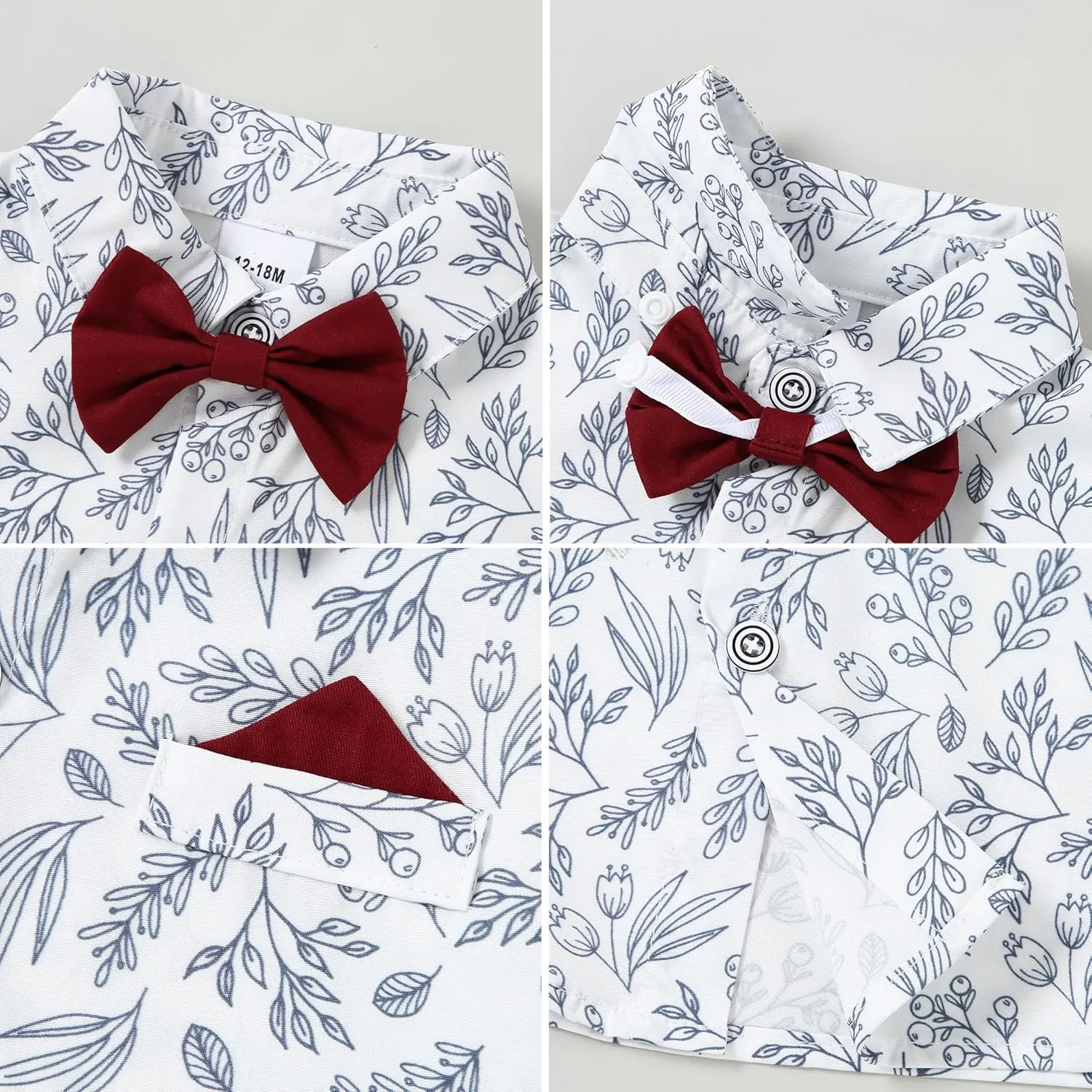 Toddler Baby Boy Clothes Suit 12M-5T Boys Formal Dress Shirt Bowtie Suspender Pants Gentleman Wedding Outfits